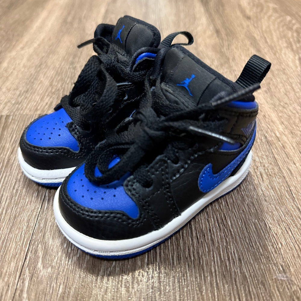 Nike Air Jordan 1 Mid TD Black Royal Blue Sz 3C 640735-068